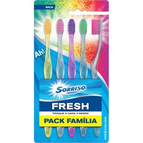 Escova-Dental-Sorriso-Fresh-Macia-Tamanho-Familia-Com-5-Unidades Escova-Dental-Sorriso-Fresh-Macia-Tamanho-Familia-Com-5-Unidades