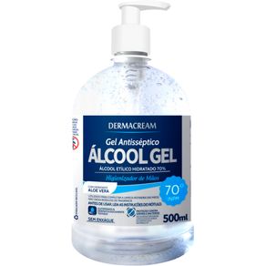 Gel-Antisseptico-Dermacream-70°-com-Aloe-Vera-500ml Gel-Antisseptico-Dermacream-70°-com-Aloe-Vera-500ml