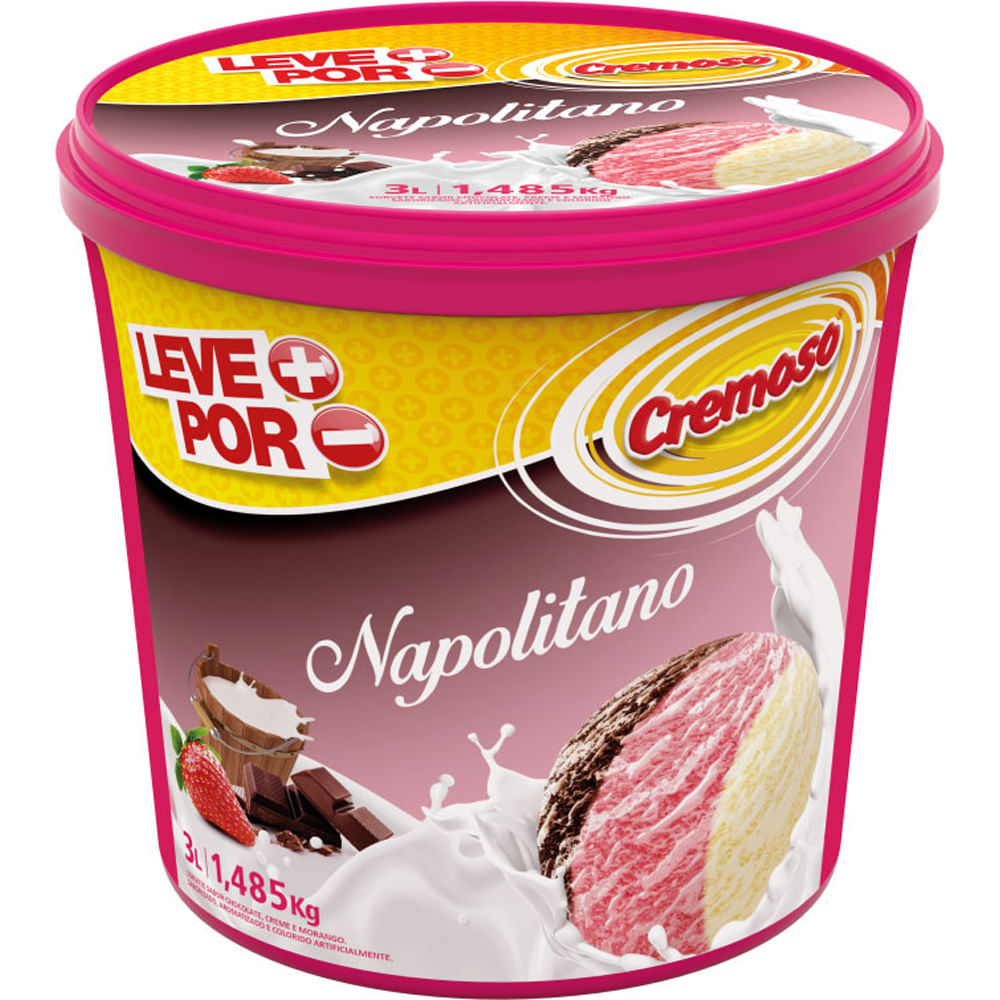 Sorvete Cremoso Napolitano 3 Litros - comper