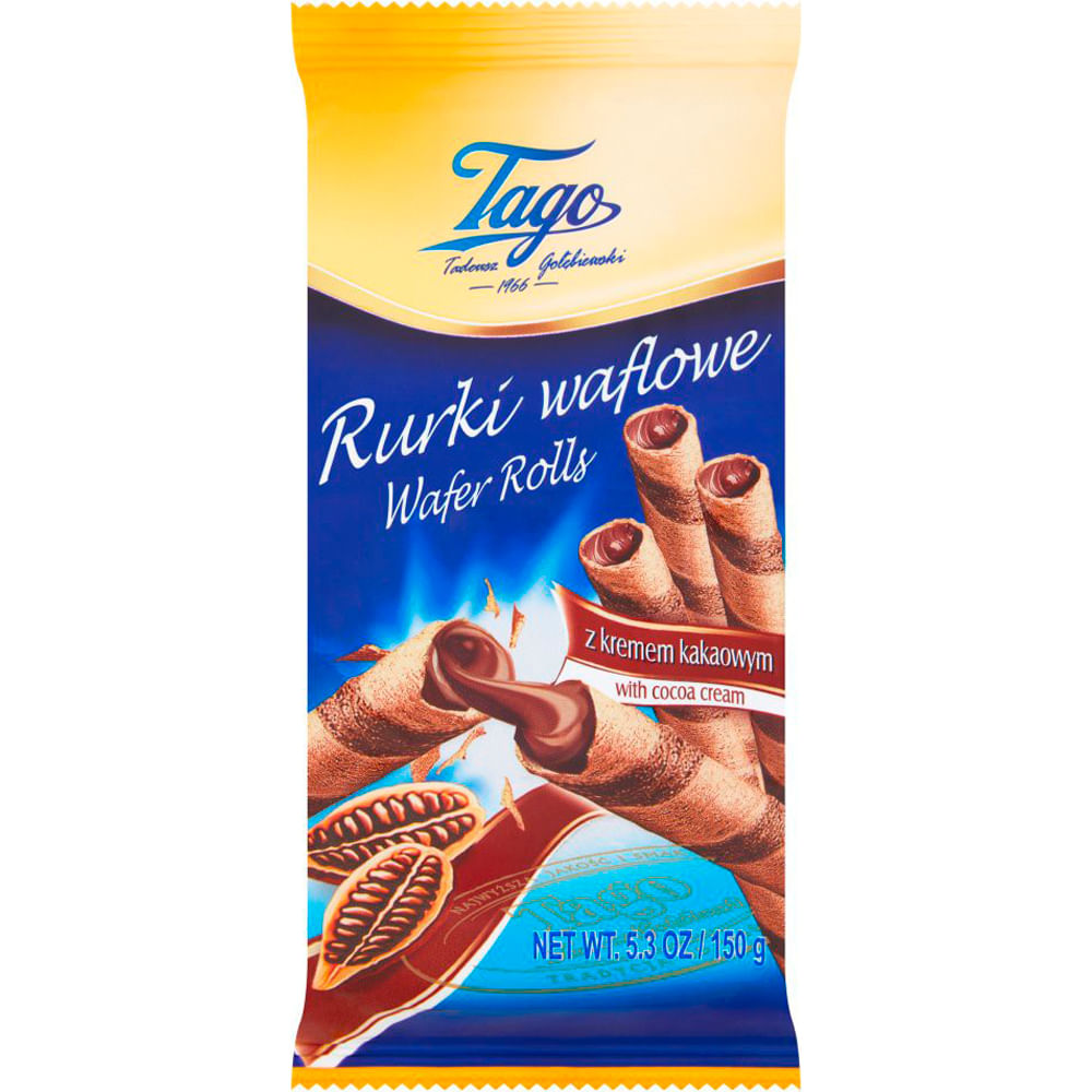 Wafer Rolls Recheados com Creme de Cacau Tago 150g