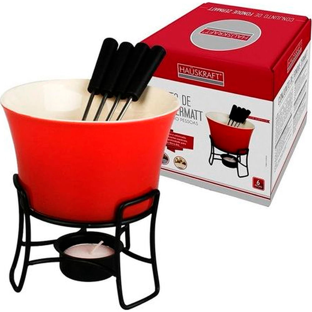 Conjunto para Fondue Hauskraft Zermatt Vermelho Com 6 Peças comper
