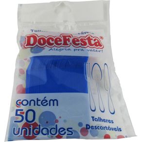 Garfo-Descartavel-Doce-Festa-Medio-Azul-Com-50-Unidades