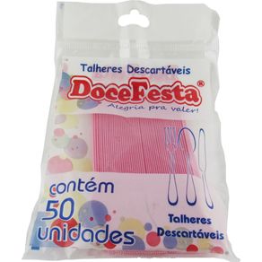 Garfo-Descartavel-Doce-Festa-Medio-Rosa-Com-50-Unidades