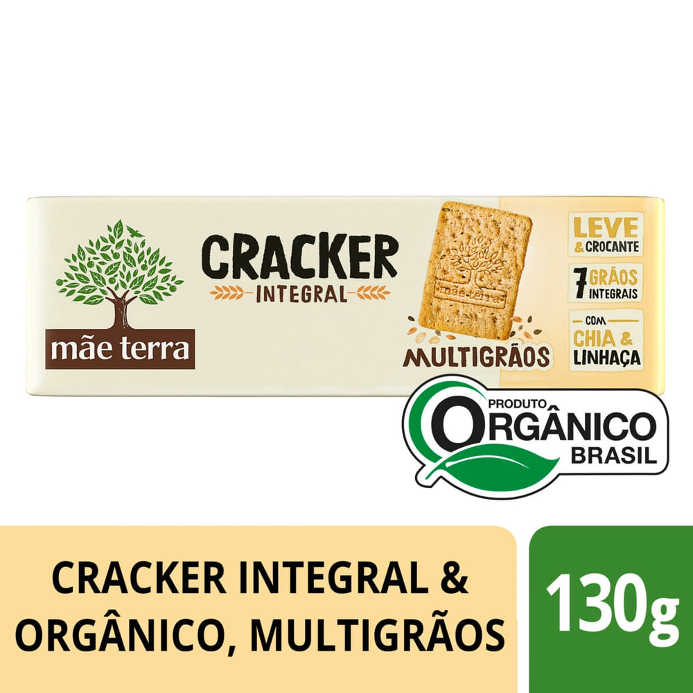 Biscoito Cream Cracker Mãe Terra Orgânico e Integral Original 130g comper