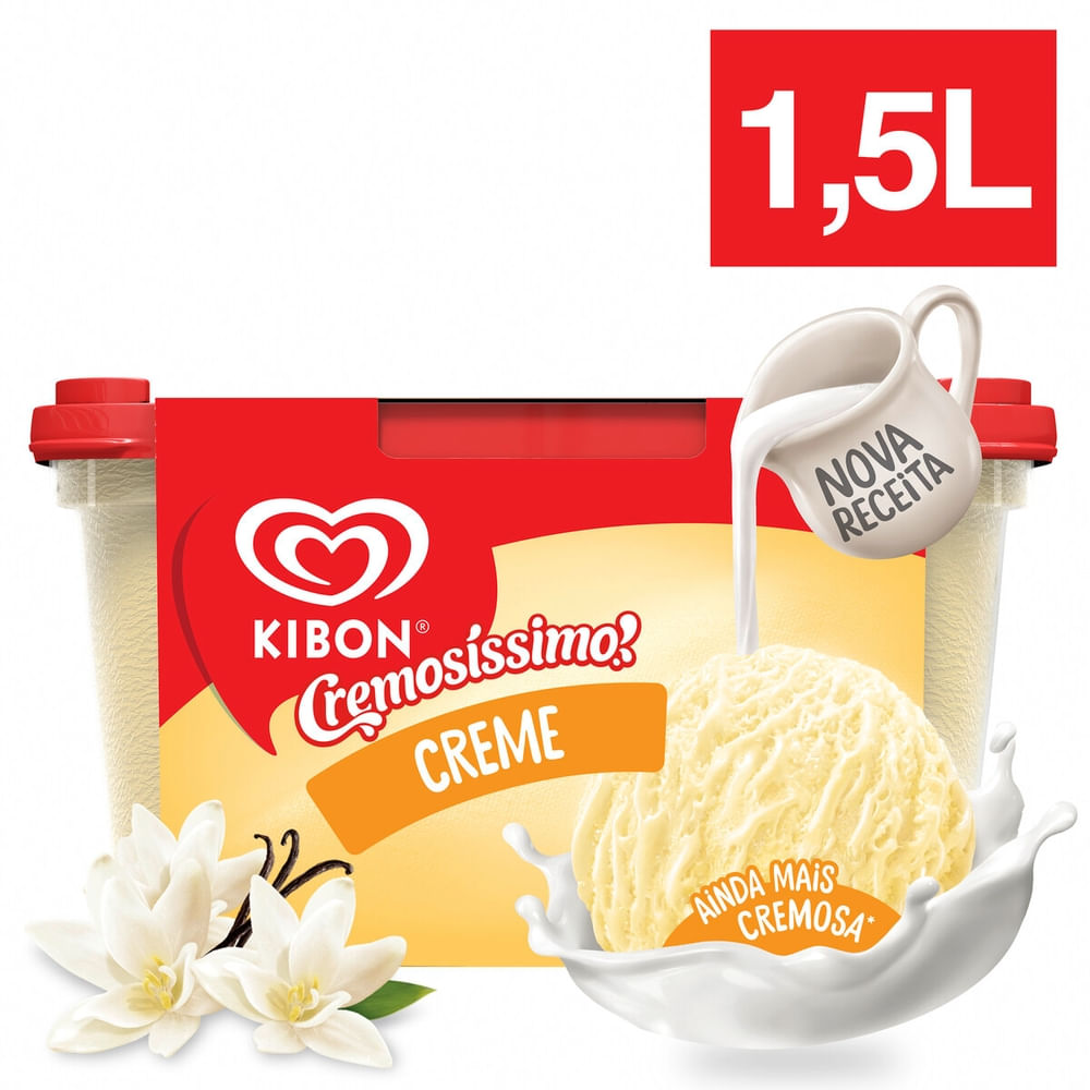 Sorvete Kibon Cremosíssimo Creme 1,5 Litro