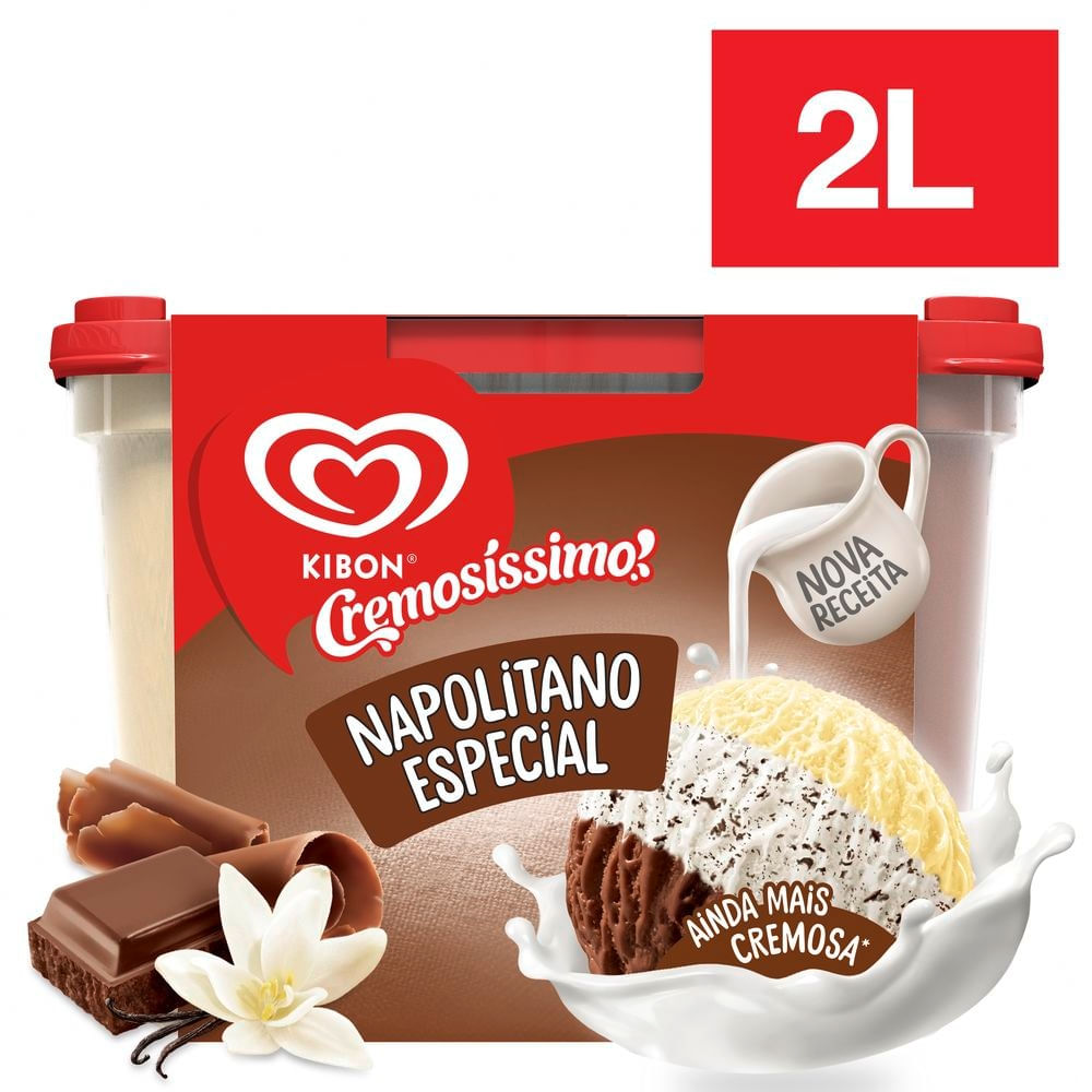 Sorvete Kibon Cremosíssimo Napolitano Especial 2 Litros