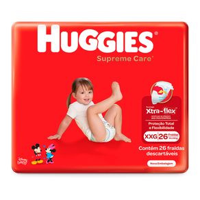 Fralda-Descartavel-Infantil-Huggies-Supreme-Care-XXG-14-a-18kg-Pacote-26-Unidades Fralda-Descartavel-Infantil-Huggies-Supreme-Care-XXG-14-a-18kg-Pacote-26-Unidades