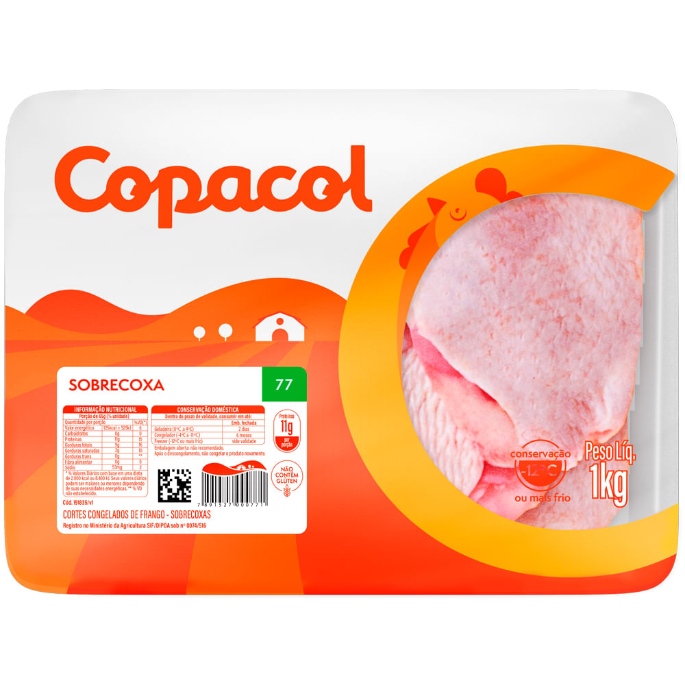 Sobrecoxa de Frango Copacol Bandeja 1kg