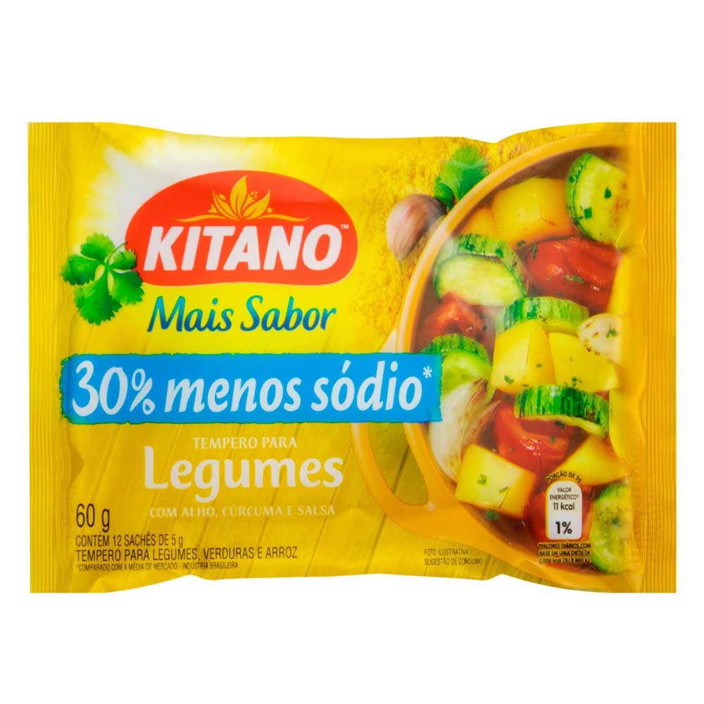 Tempero em Pó Kitano Mais Sabor para Legumes 60g Com 12 Sachês