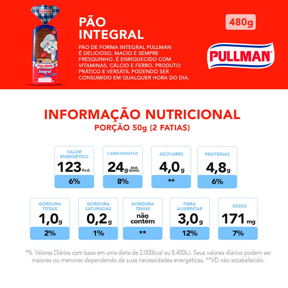 Pão de Forma Pullman Integral 500g - comper