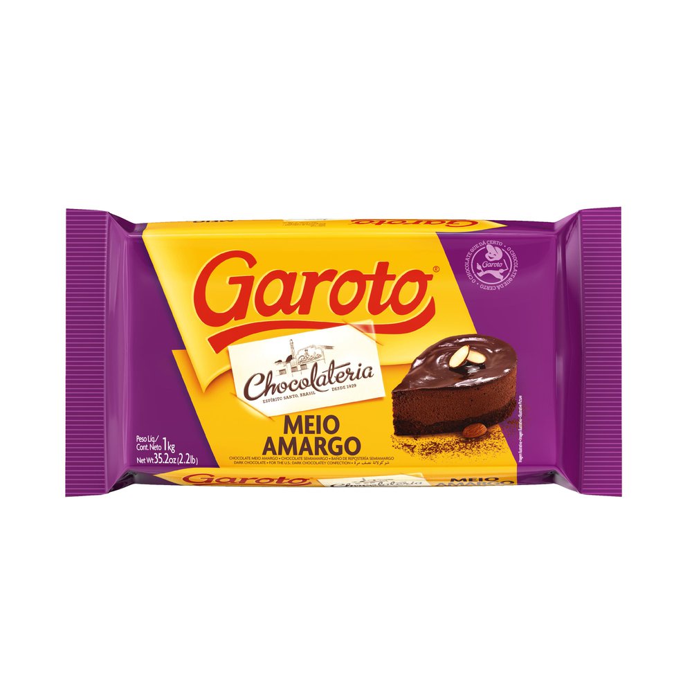 Chocolate Para Cobertura Garoto Choolateira Meio Amargo 1kg Comper 4043