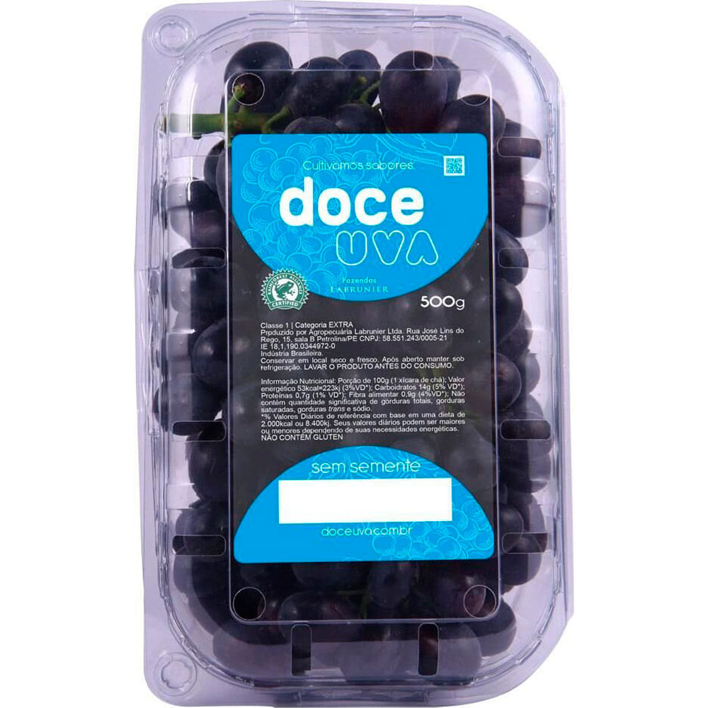Uva Preta Doce Uva sem Semente 500g