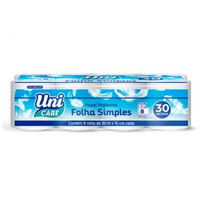 Papel-Higienico-Unisoft-Folha-Simples-30-Metros-Com-8-Unidades Papel-Higienico-Unisoft-Folha-Simples-30-Metros-Com-8-Unidades