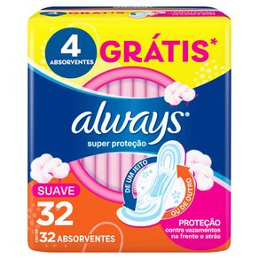 Absorvente-Externo-Always-Super-Protecao-Cobertura-Suave-com-Abas-Com-32-Unidades Absorvente-Externo-Always-Super-Protecao-Cobertura-Suave-com-Abas-Com-32-Unidades