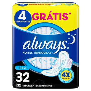 Absorvente-Externo-Always-Noites-Tranquilas-Cobertura-Seca-com-Abas-Com-32-Unidades Absorvente-Externo-Always-Noites-Tranquilas-Cobertura-Seca-com-Abas-Com-32-Unidades