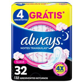 Absorvente-Externo-Always-Noites-Tranquilas-Cobertura-Suave-com-Abas-Com-32-Unidades Absorvente-Externo-Always-Noites-Tranquilas-Cobertura-Suave-com-Abas-Com-32-Unidades