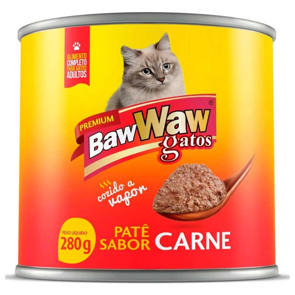 Ração Úmida para Gatos Baw Waw Adulto Patê de Carne 280g