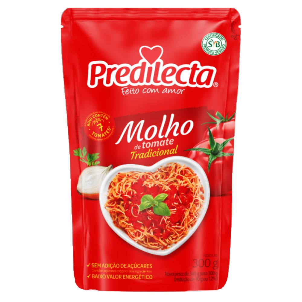 Molho de Tomate Predilecta Tradicional Sachê 300g