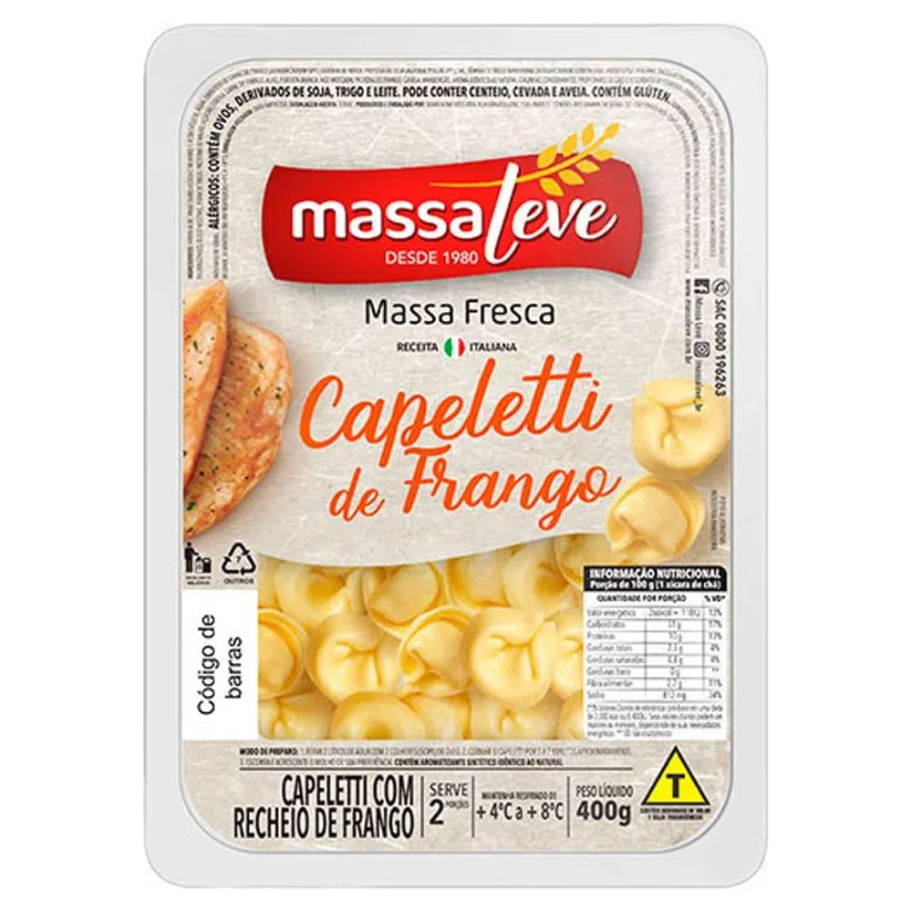 Capeletti Massa Leve Recheio de Frango 400g