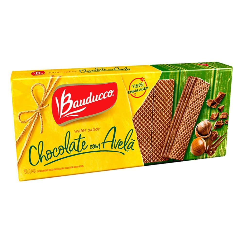 Biscoito Wafer Bauducco Chocolate Com Avelã 140g