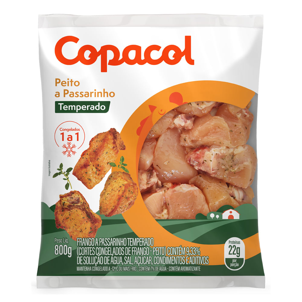 Peito de Frango a Passarinho Copacol Temperado Congelado 800g