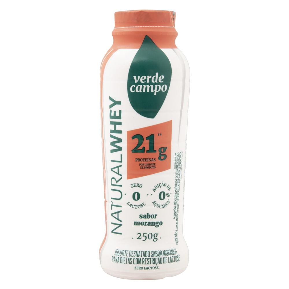 Iogurte Verde Campo Natural Whey Morango Sem Lactose 250g