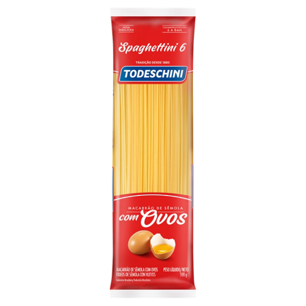Macarrão Todeschini Massa com Ovos 6 Espaguete 500g