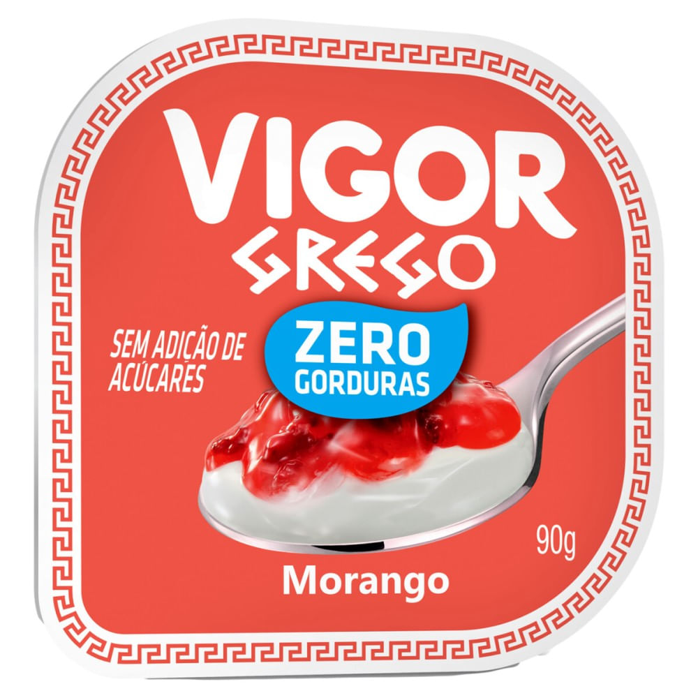 Iogurte Vigor Grego Zero Gorduras Morango 90g