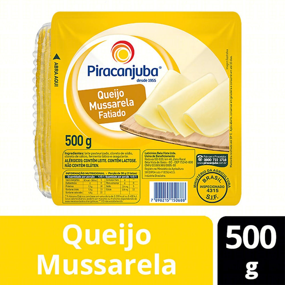 Queijo Mussarela Piracanjuba Fatiado 500g