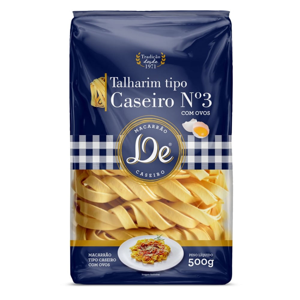 Macarrão De Caseiro Massa com Ovos N3 Talharim 500g