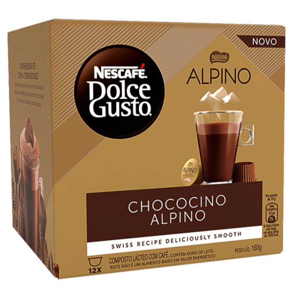 Cápsula de Café Nescafé Dolce Gusto Chococino Chocolate Alpino Com 12
