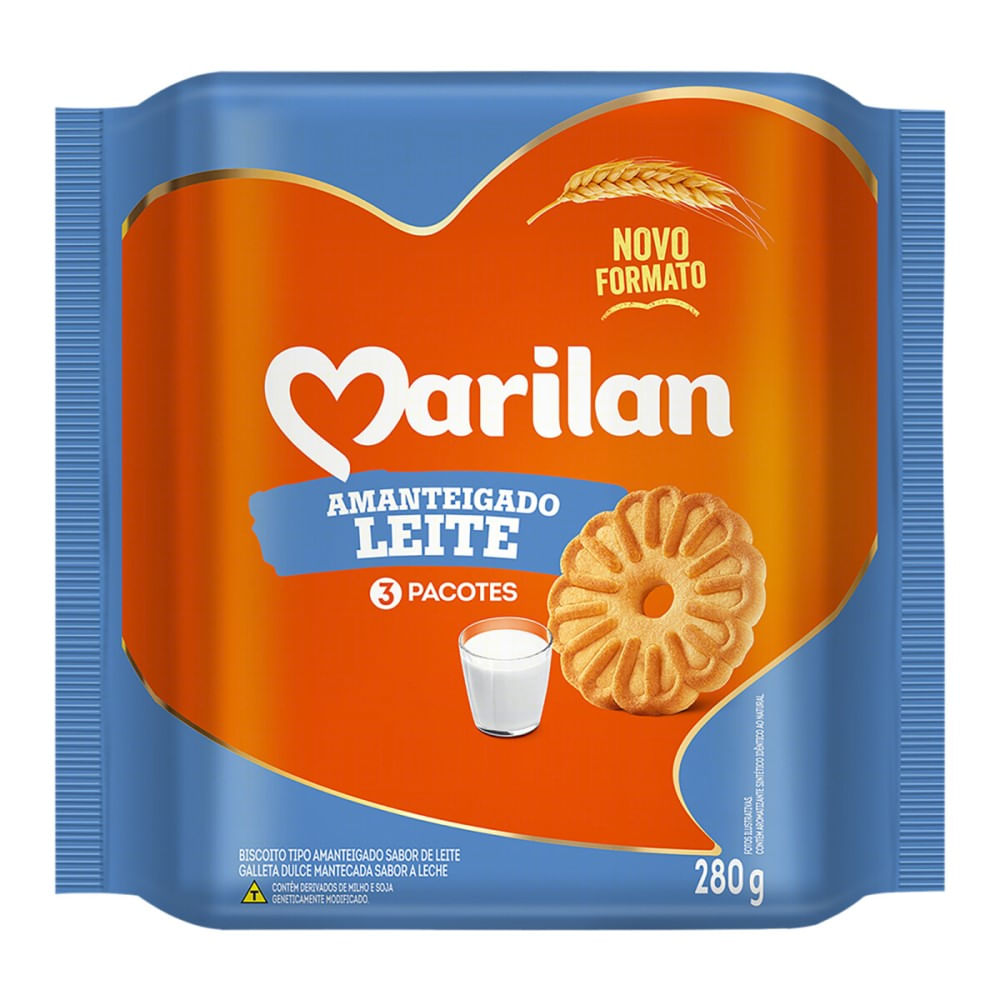 Biscoito Amanteigado Marilan 3 Leites 280g