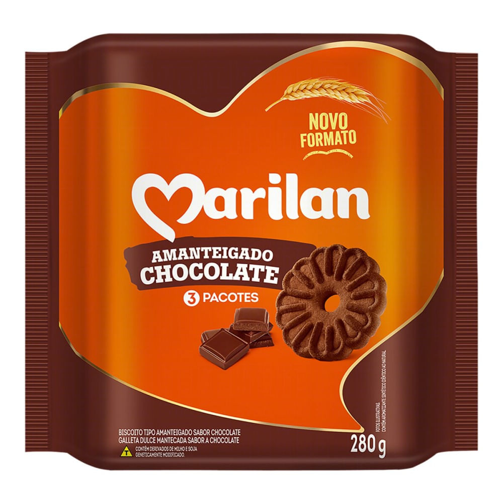 Biscoito Amanteigado Marilan 3 Chocolates 280g
