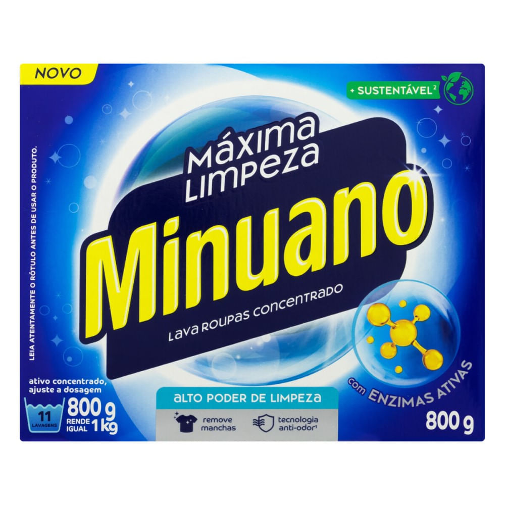 Sabão em Pó Minuano Máxima Limpeza Caixa 800g
