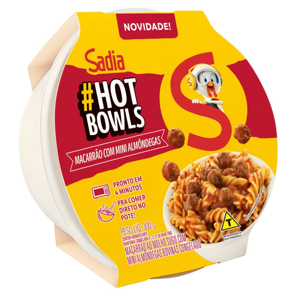 Macarrão Pronto Sadia Hot Bowls Molho Sugo com Minialmôndegas 300g