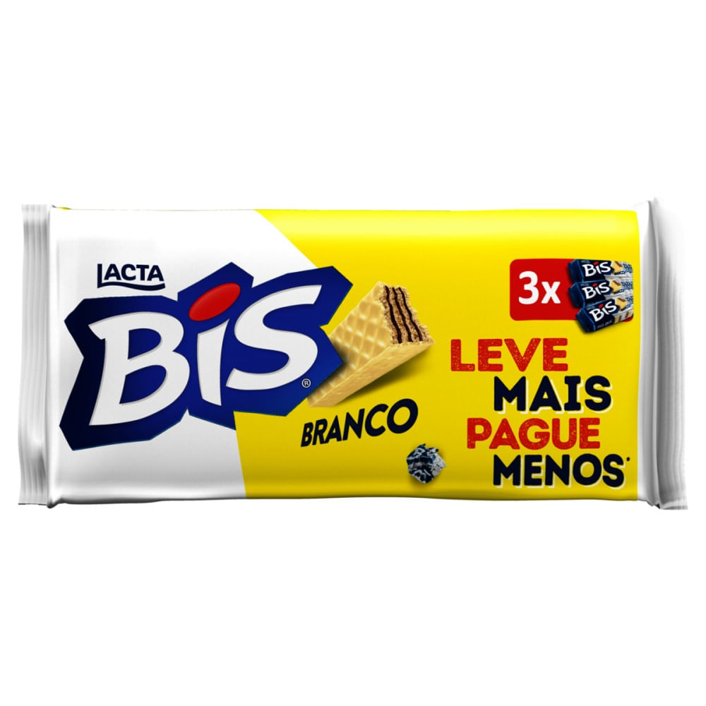 Chocolate Lacta Bis Branco 302,4g | Com 3 Pacotes