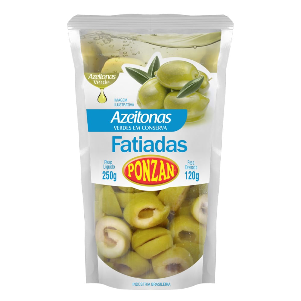 Azeitona Verde Ponzan Fatiada Sachê 120g