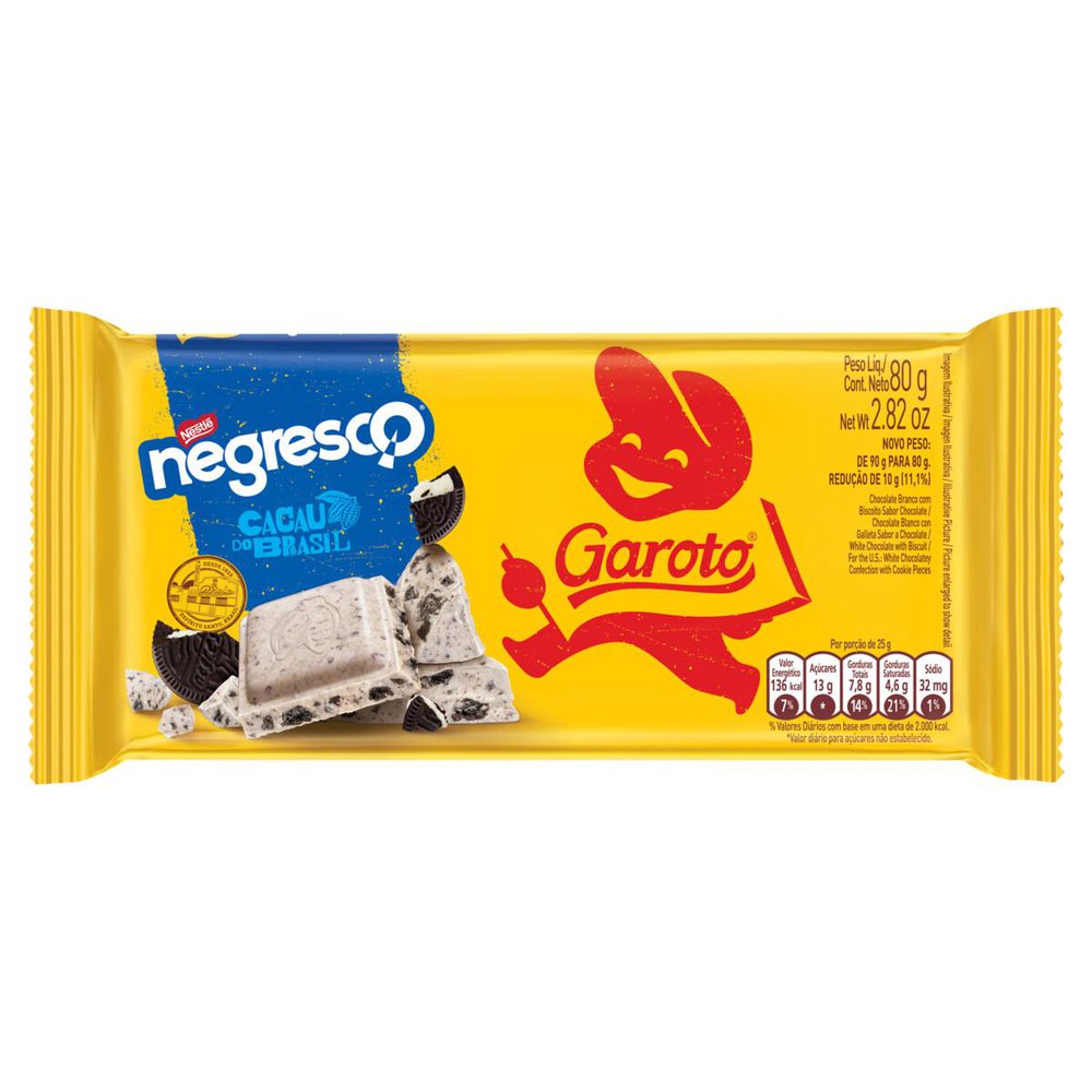 Chocolate Branco Garoto com Biscoito Negresco 80g