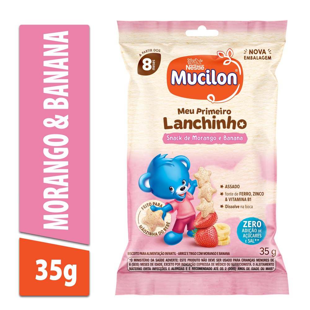 Snack Nestlé Mucilon Meu Primeiro Lanchinho Morango e Banana 35g