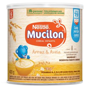 Mingau Nestlé Mucilon Arroz e Aveia Lata 400g Mingau Nestlé Mucilon Arroz e Aveia Lata 400g