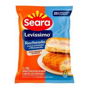 Frango Empanado Seara Recheado Levíssimo e Mussarela 110g Frango Empanado Seara Recheado Levíssimo e Mussarela 110g