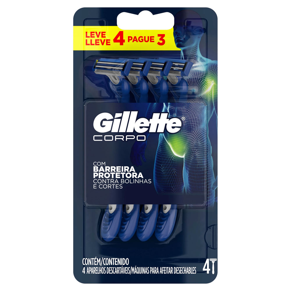 Aparelho Depilatório Gillette Corpo Leve 4 Pague 3 Unidades