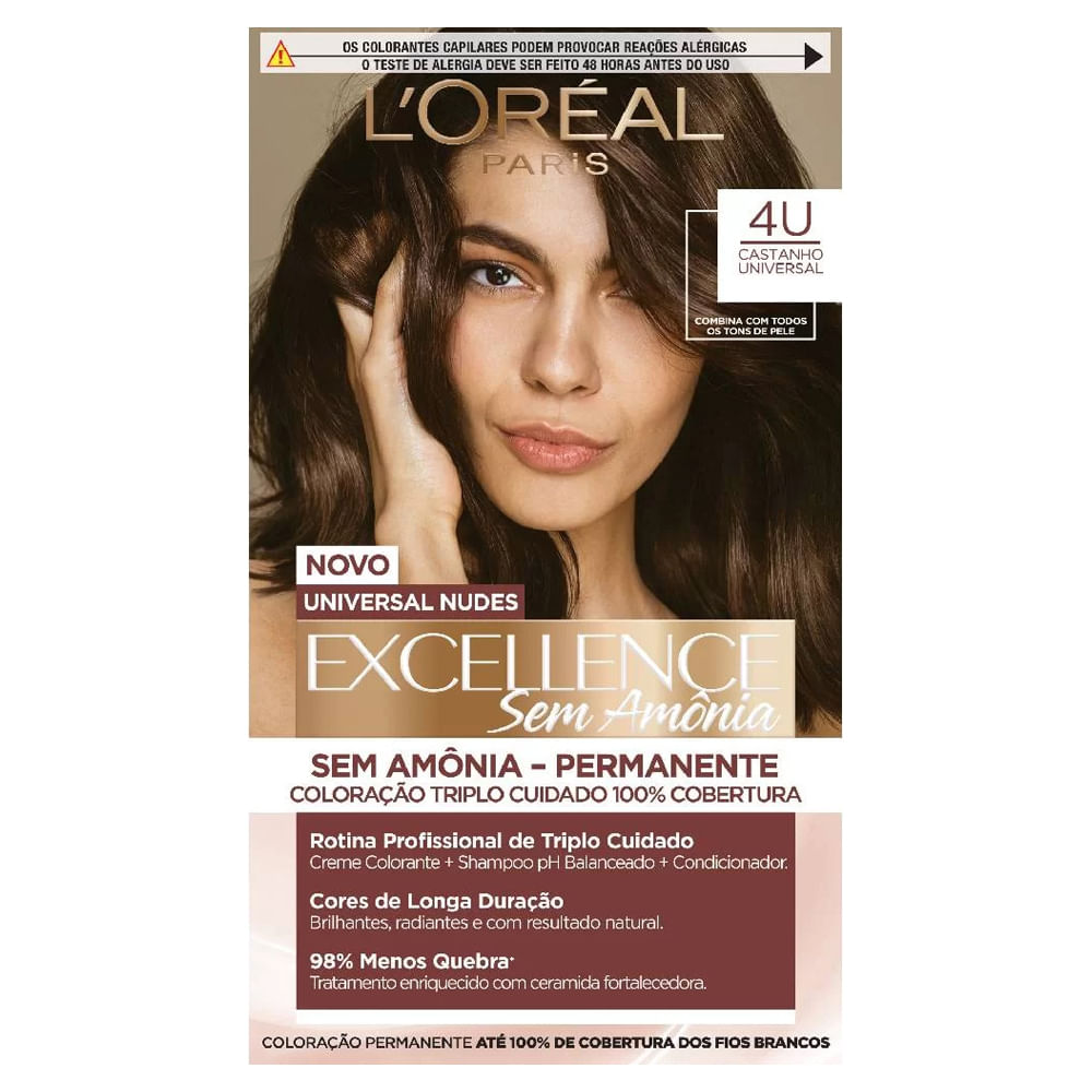 Tintura LOréal Imédia Excellence Sem Amônia 4U Castanho