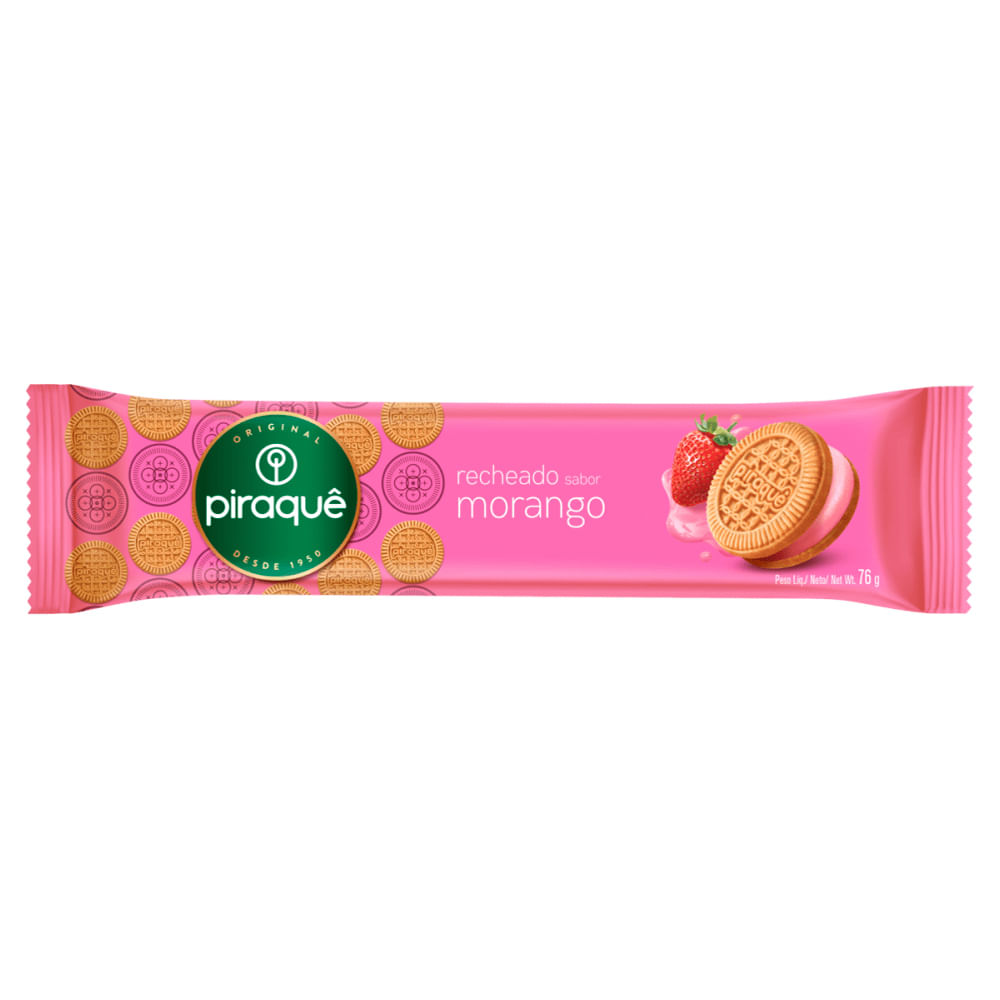 Biscoito Recheado Piraquê Morango 76g