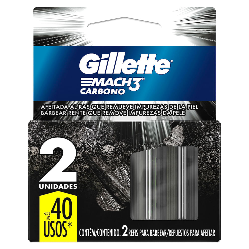 Carga para Barbear Gillette Mach 3 Carbono | Com 2 Unidades