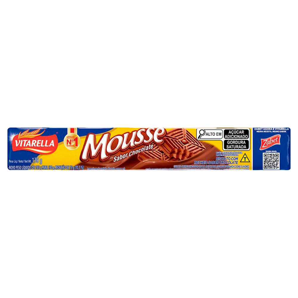 Biscoito Recheado Vitarella Mousse de Chocolate 130g