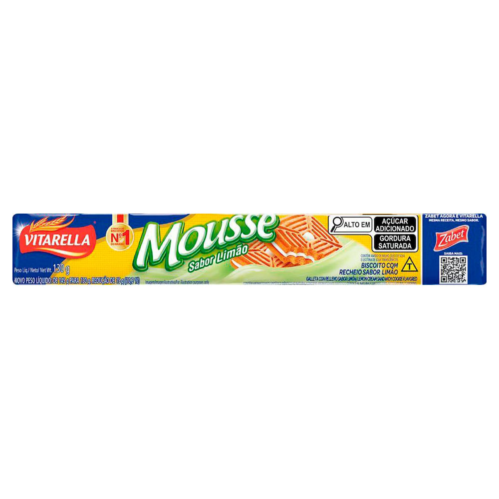 Biscoito Recheado Vitarella Mousse de Limão 130g