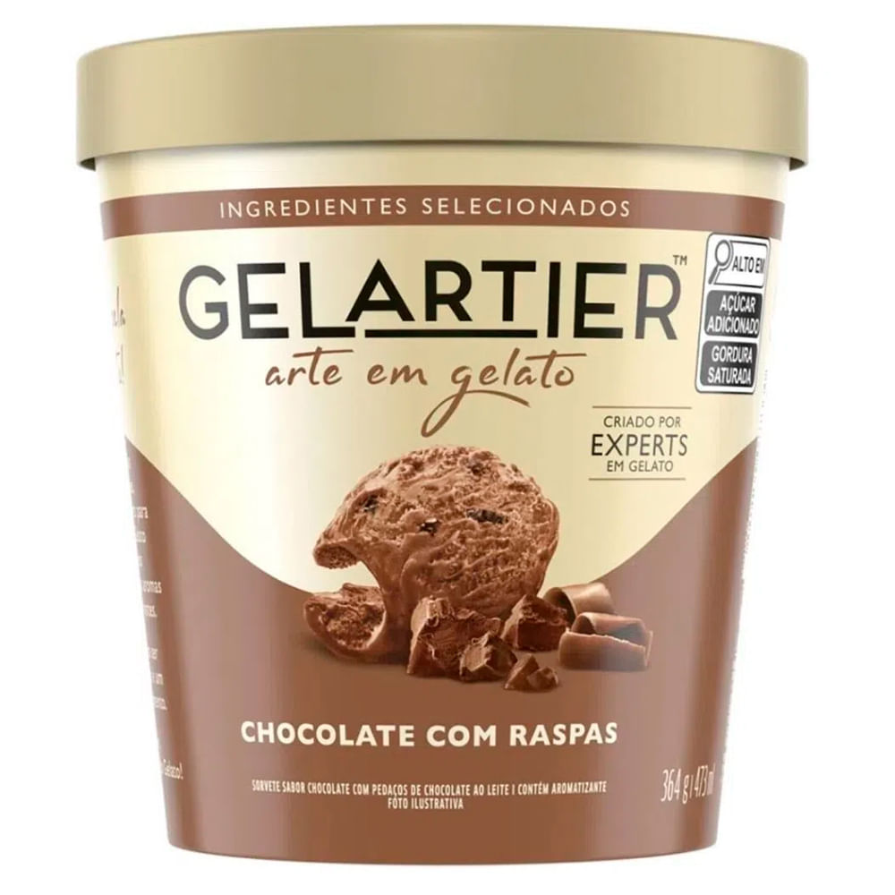 Sorvete Kibon Gelartier Chocolate com Raspas 364g