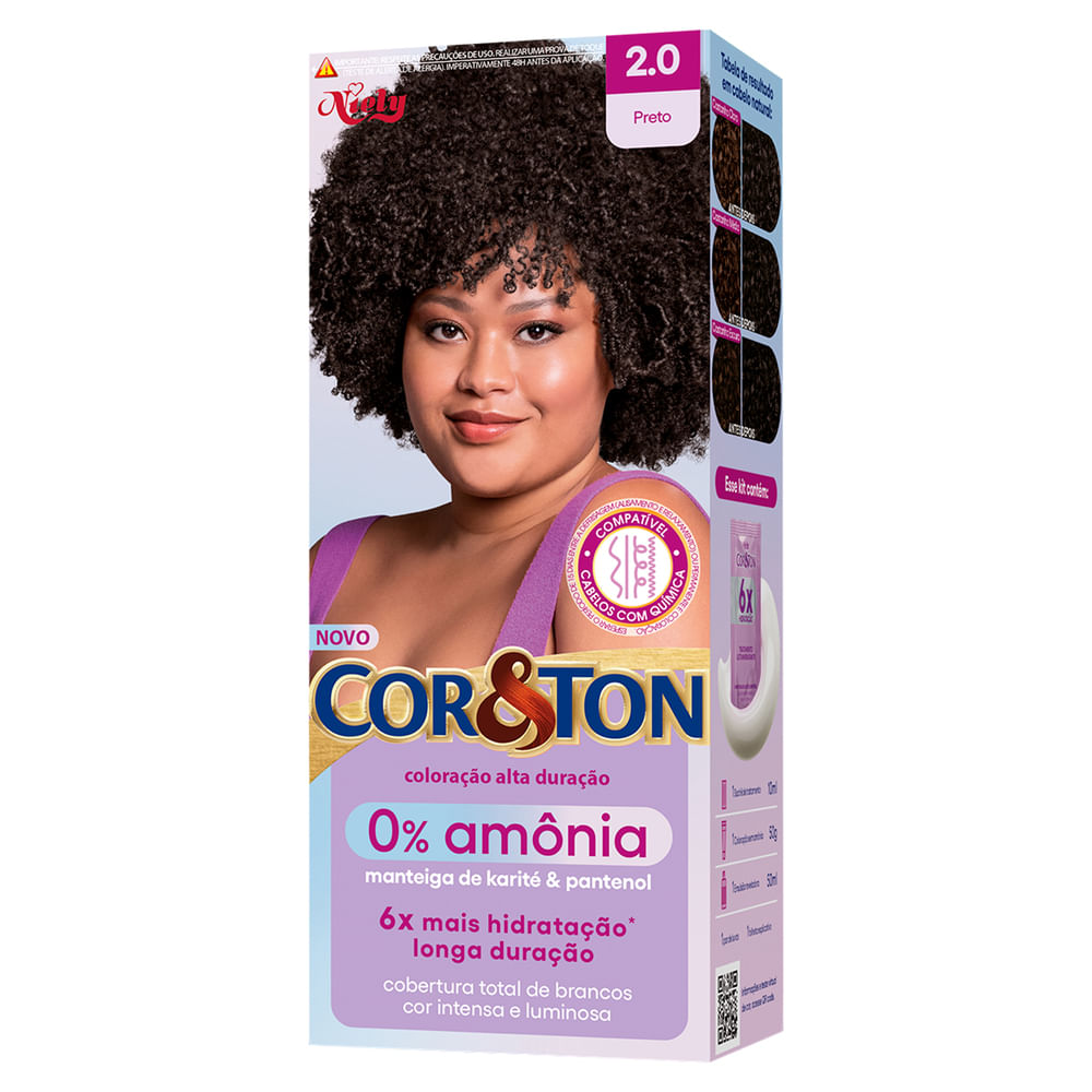 Coloração Cor & Ton 0% Amônia 175g 2.0 Preto