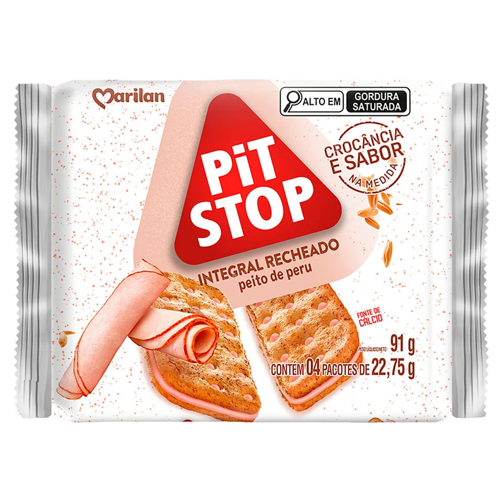 Biscoito Salgado Marilan Pit Stop Integral Peito de Peru 92g